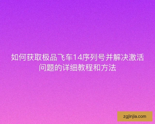 如何获取极品飞车14序列号并解决激活问题的详细教程和方法