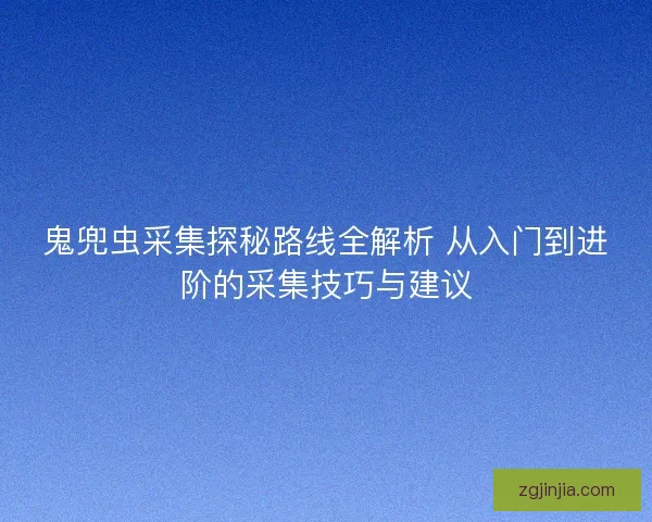 鬼兜虫采集探秘路线全解析 从入门到进阶的采集技巧与建议