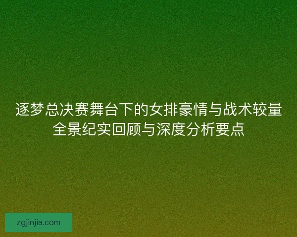 逐梦总决赛舞台下的女排豪情与战术较量全景纪实回顾与深度分析要点