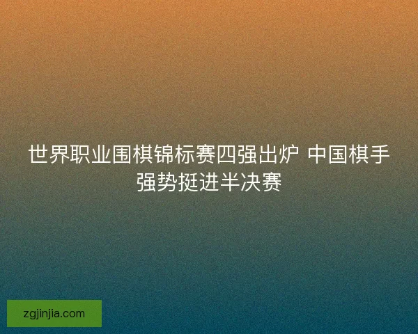 世界职业围棋锦标赛四强出炉 中国棋手强势挺进半决赛