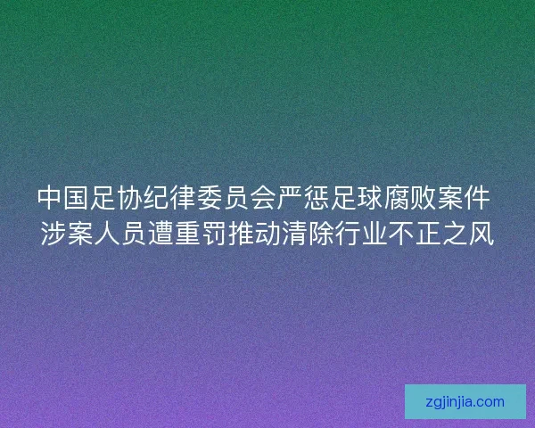 中国足协纪律委员会严惩足球腐败案件 涉案人员遭重罚推动清除行业不正之风